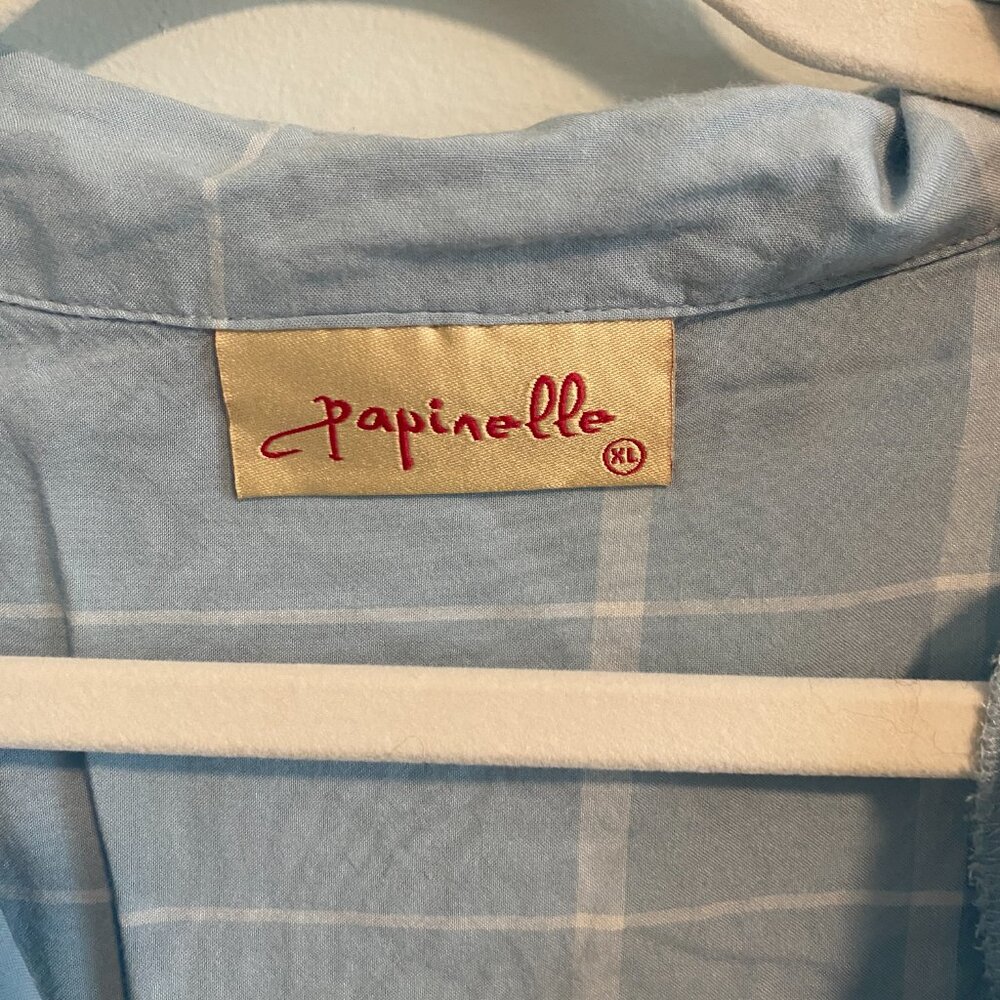 Papinelle Plaid Relaxed Fit Short Pajamas In Sky Blue - EUC - Picture 4 of 6